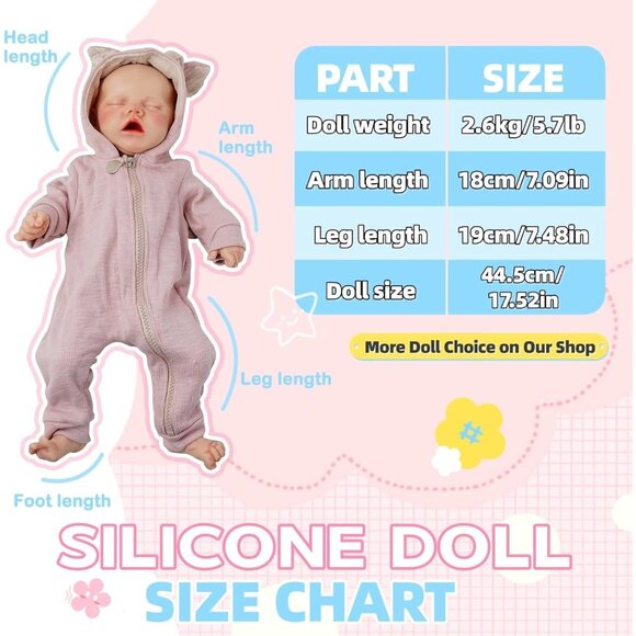 🆕17 Inch Realistic Reborn Baby Doll Silicone-Made & Lifelike Newborn Baby Girl - Picture 7 of 12
